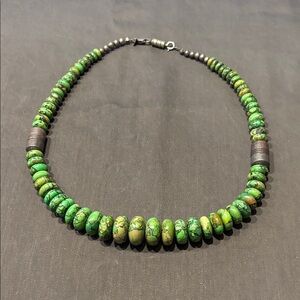 Jay King DTR Stone necklace with silver clasp and beads.